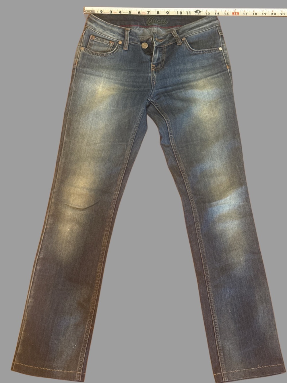 Gucci Distressed Blue Wash Straight Jeans